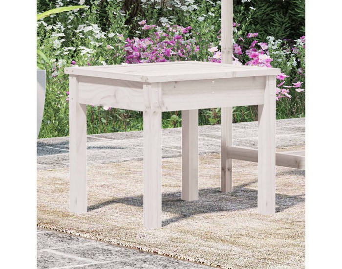 Sonata H Градинска пейка, бяла, 50x44x45 см, борово дърво масив