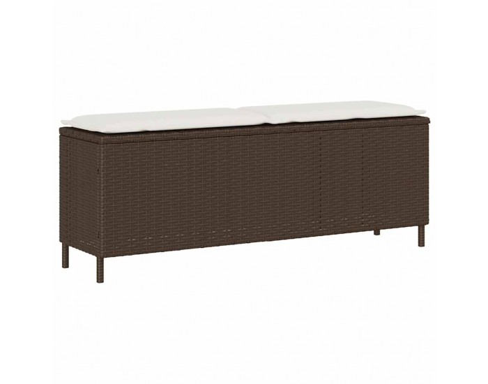 Sonata H Градинска пейка с възглавница Кафява 110x30x40,5 cm Поли ратан