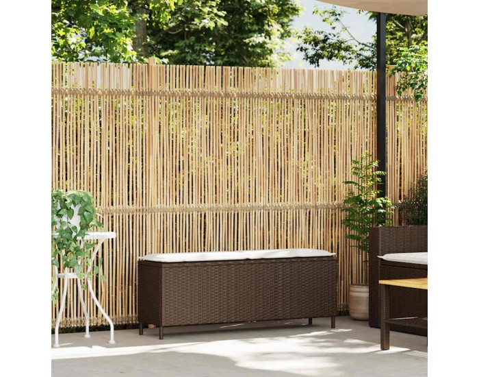 Sonata H Градинска пейка с възглавница Кафява 110x30x40,5 cm Поли ратан