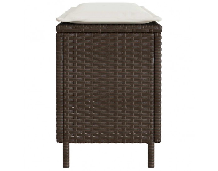 Sonata H Градинска пейка с възглавница Кафява 110x30x40,5 cm Поли ратан