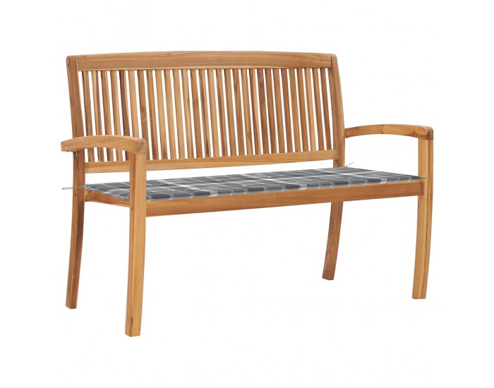 Sonata H Стифираща градинска пейка с възглавница, 128,5 см, тик масив