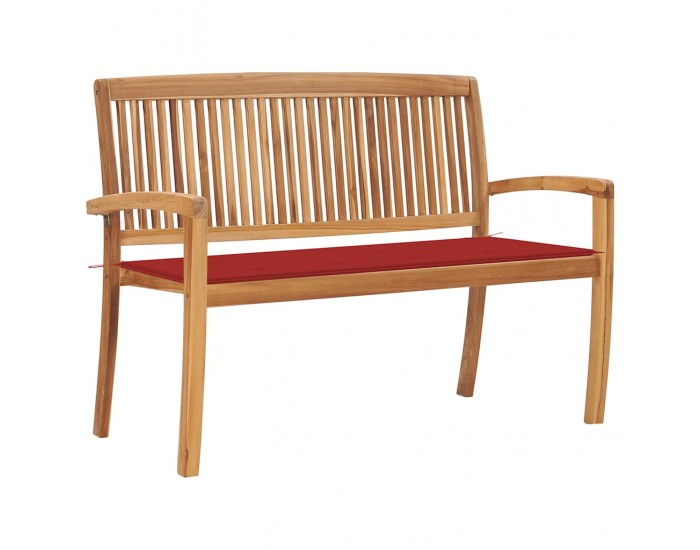 Sonata H Стифираща градинска пейка с възглавница, 128,5 см, тик масив