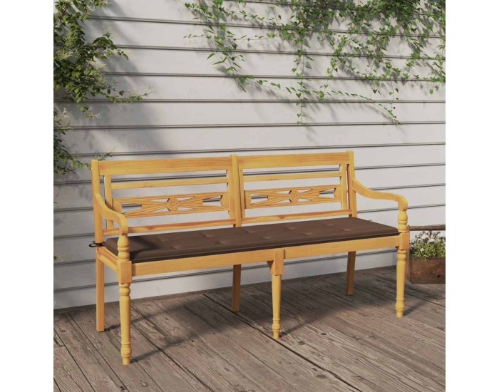 Sonata H Пейка Батавия с таупе възглавница, 150 см, тик масив