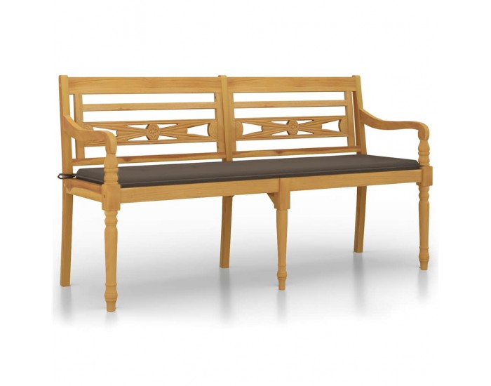 Sonata H Пейка Батавия с таупе възглавница, 150 см, тик масив