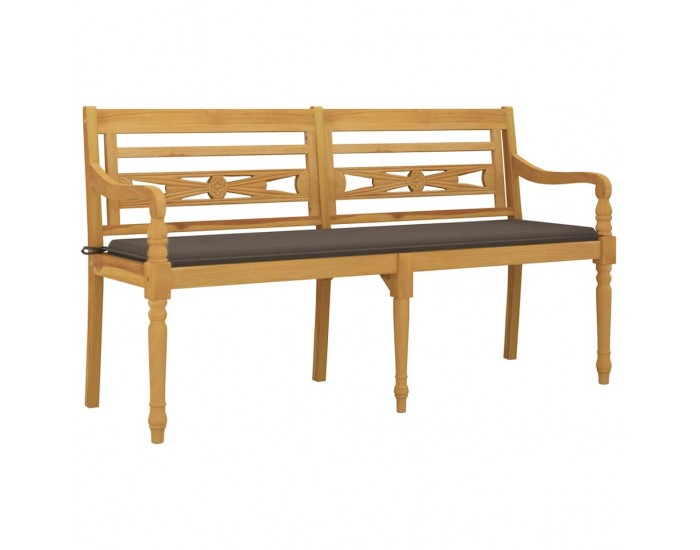 Sonata H Пейка Батавия с таупе възглавница, 150 см, тик масив