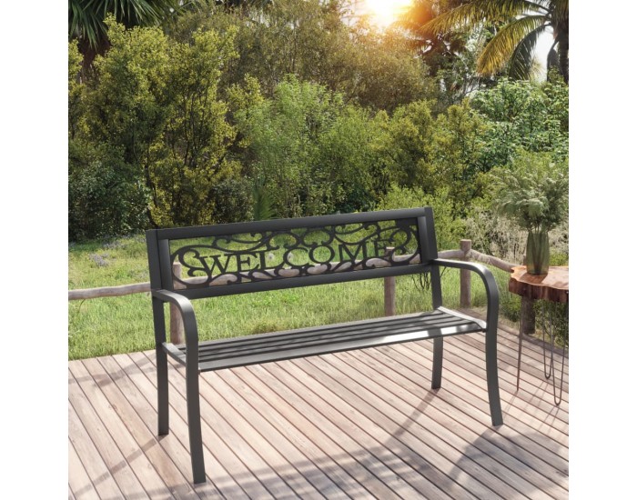 Sonata H Градинска пейка, 125 см, стомана, черна
