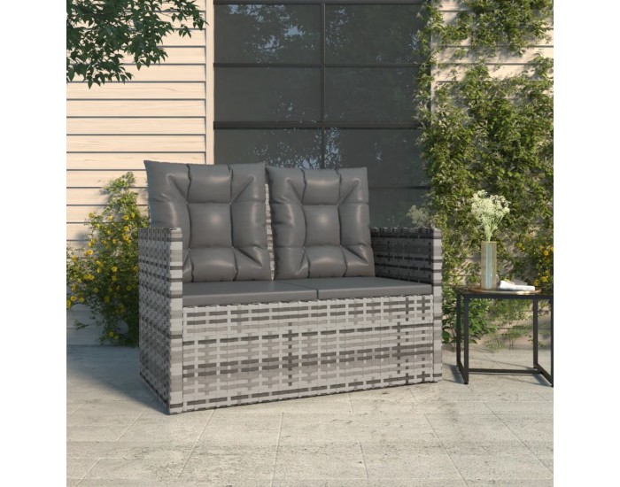 Sonata H Градинска пейка с възглавници, сива, 105 см, полиратан