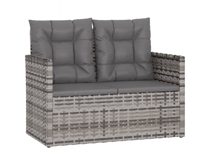 Sonata H Градинска пейка с възглавници, сива, 105 см, полиратан