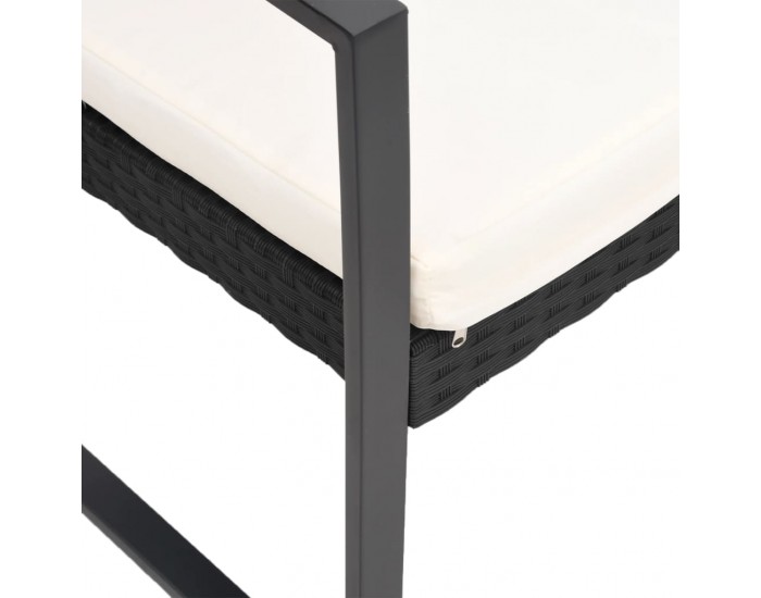 Sonata H 3-местна градинска пейка с възглавници, черна, PP ратан