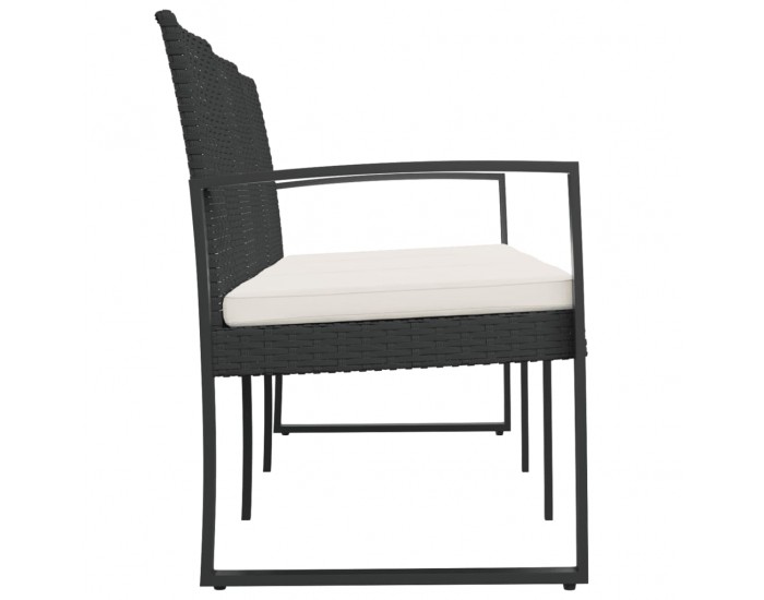 Sonata H 3-местна градинска пейка с възглавници, черна, PP ратан