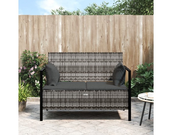 Sonata H 2-местна градинска пейка с възглавници, сива, полиратан