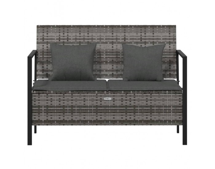 Sonata H 2-местна градинска пейка с възглавници, сива, полиратан