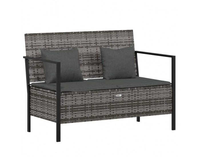 Sonata H 2-местна градинска пейка с възглавници, сива, полиратан