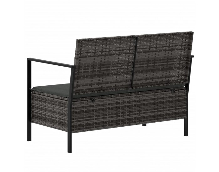 Sonata H 2-местна градинска пейка с възглавници, сива, полиратан