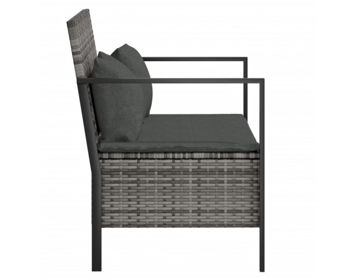 Sonata H 2-местна градинска пейка с възглавници, сива, полиратан