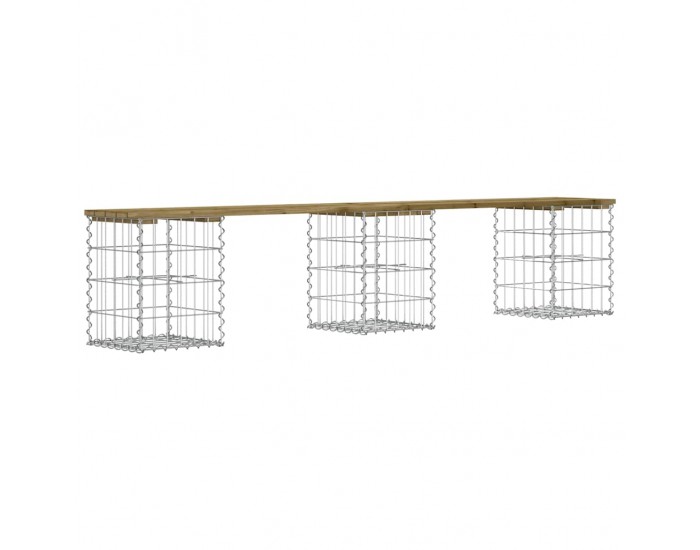 Sonata H Градинска пейка габионен дизайн 203x31x42 см импрегниран бор