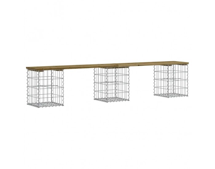 Sonata H Градинска пейка габионен дизайн 203x31x42 см импрегниран бор