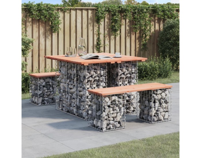 Sonata H Градинска пейка дизайн габион 100x102x72см дугласко дърво масив