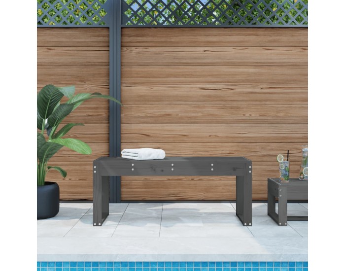 Sonata H Градинска пейка сива 110x38x45 см борово дърво масив