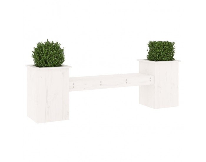 Sonata H Пейка с кашпи, бяла, 184,5x39,5x56,5 см, борово дърво масив