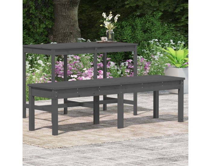 Sonata H 2-местна градинска пейка, сива, 159,5x44x45 см, бор масив