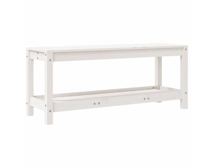 Sonata H Градинска пейка, бяла, 108x35x45 см, борово дърво масив