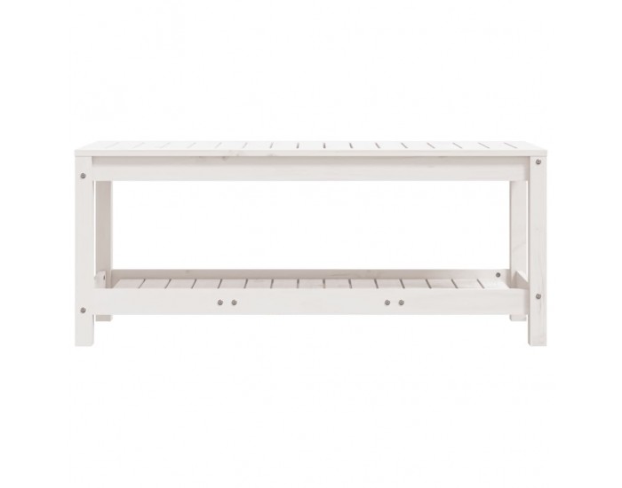 Sonata H Градинска пейка, бяла, 108x35x45 см, борово дърво масив