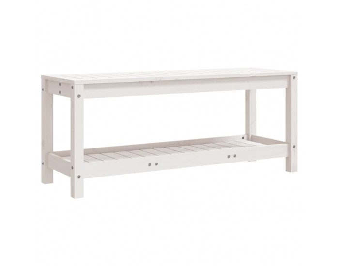 Sonata H Градинска пейка, бяла, 108x35x45 см, борово дърво масив