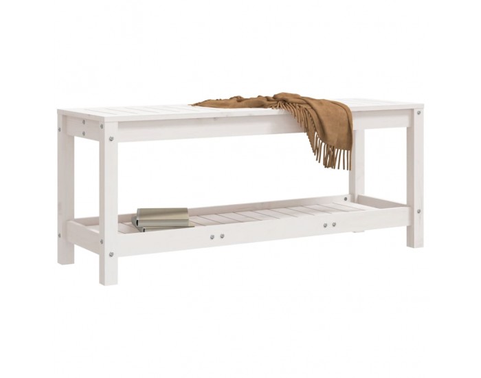 Sonata H Градинска пейка, бяла, 108x35x45 см, борово дърво масив