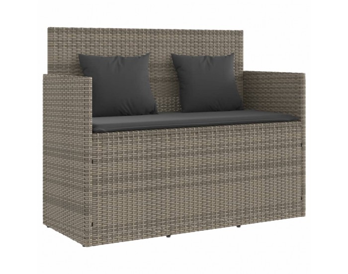 Sonata H Градинска пейка с възглавници, сив, полиратан