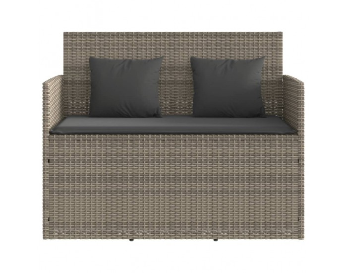 Sonata H Градинска пейка с възглавници, сив, полиратан