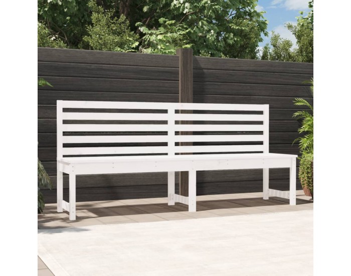 Sonata H Градинска пейка, бяла, 201,5 см, борово дърво масив
