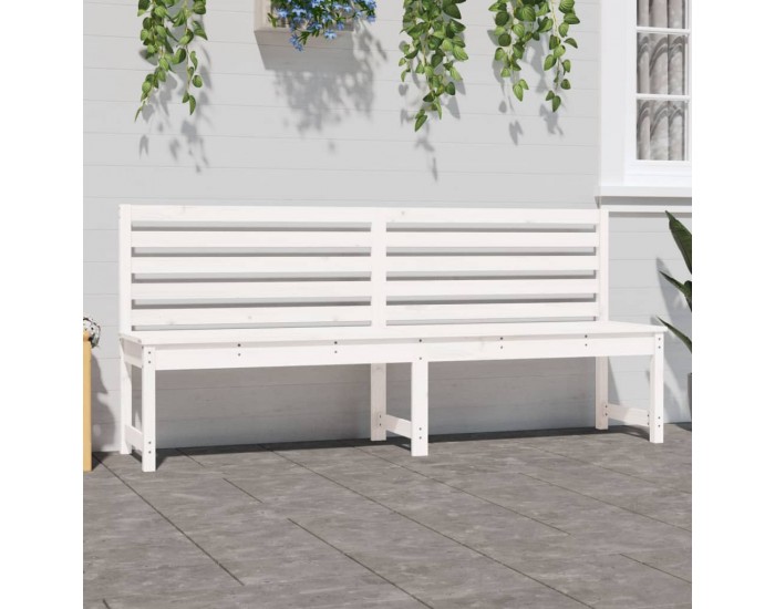 Sonata H Градинска пейка, бяла, 201,5 см, борово дърво масив
