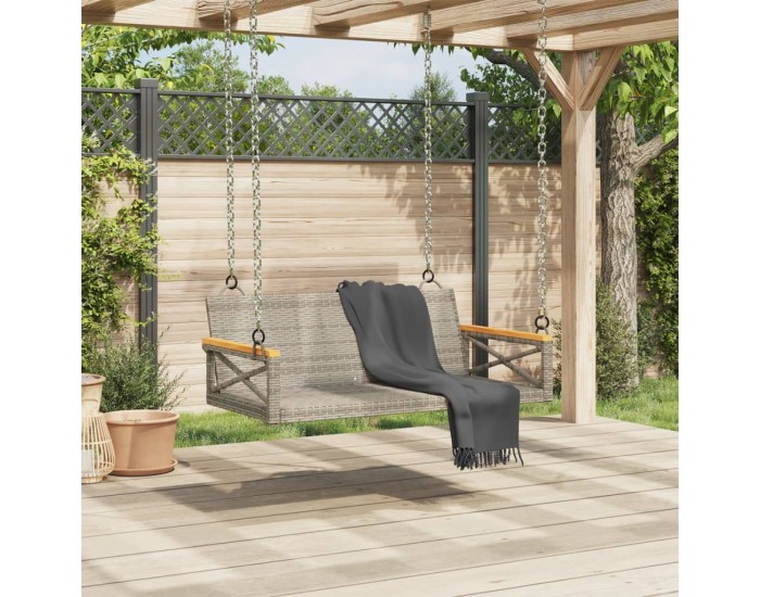 Sonata H Пейка люлка, сива, 109x62x40 см, полиратан