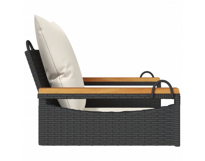 Sonata H Пейка-люлка с възглавници, черна, 63x62x40 см, полиратан