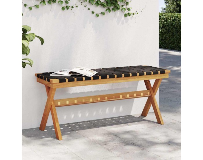 Sonata H Градинска пейка, черна, акация масив и плат