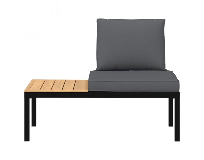 Sonata H Градинска пейка с възглавници, черен, алуминий
