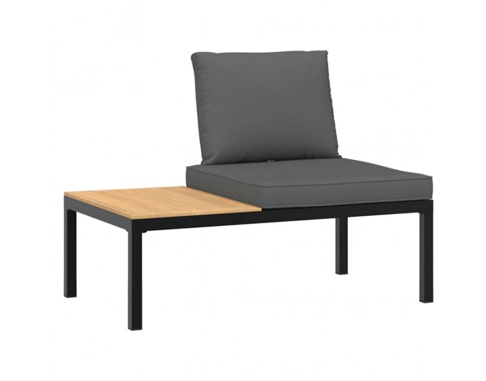 Sonata H Градинска пейка с възглавници, черен, алуминий