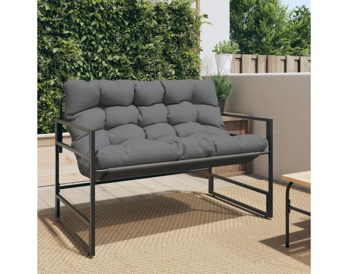 Sonata H Градинска пейка с възглавница, антрацит, 113 см, стомана