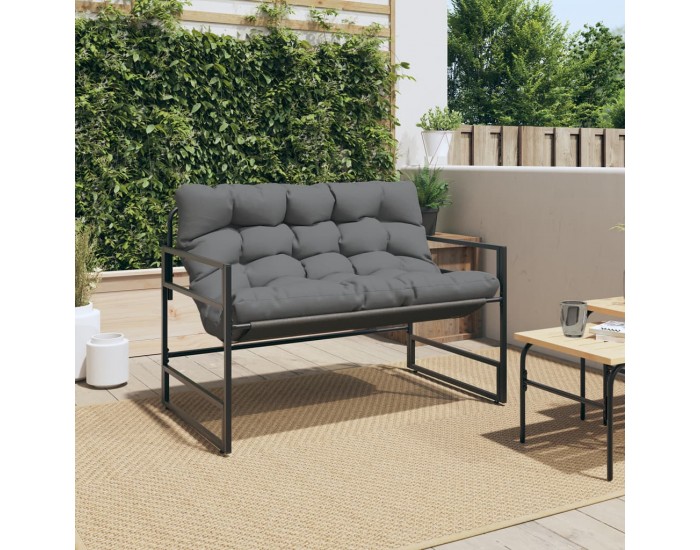 Sonata H Градинска пейка с възглавница, антрацит, 113 см, стомана