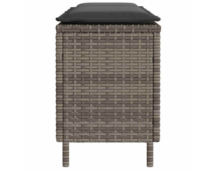 Sonata H Градинска пейка с възглавница сива 110x30x40,5 cm Поли ратан