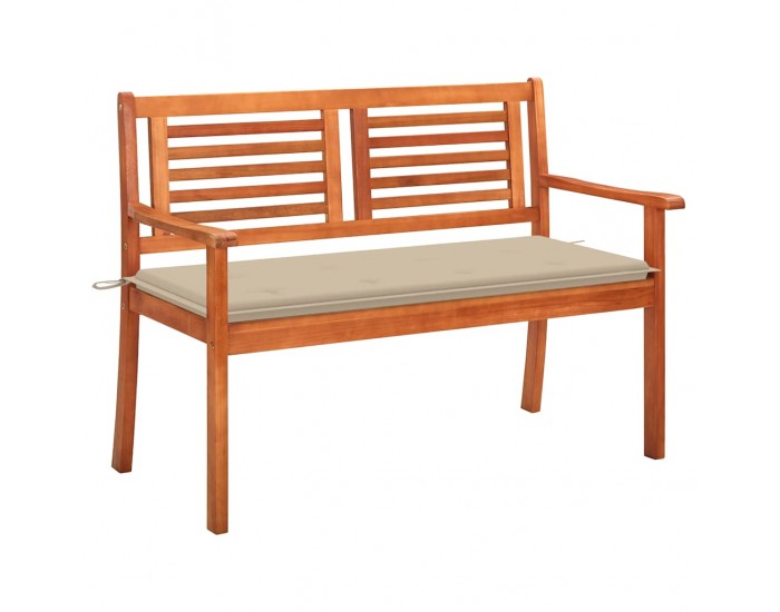 Sonata H 2-местна градинска пейка с възглавница, 120 cм, евкалипт масив