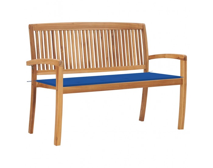 Sonata H Стифираща градинска пейка с възглавница, 128,5 см, тик масив