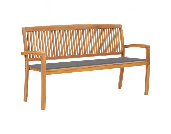 Sonata H Стифираща градинска пейка с възглавница, 159 см, тик масив