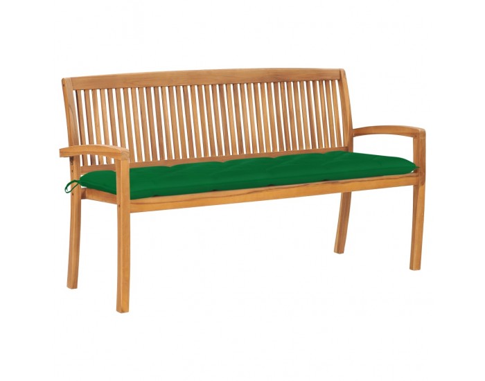 Sonata H Стифираща градинска пейка с възглавница, 159 см, тик масив