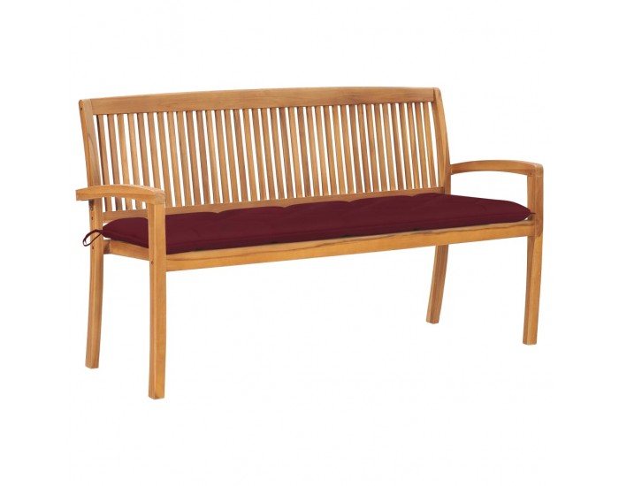 Sonata H Стифираща градинска пейка с възглавница, 159 см, тик масив