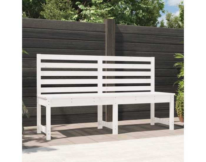 Sonata H Градинска пейка, бяла, 157,5 см, борово дърво масив