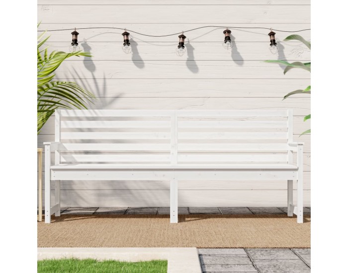 Sonata H Градинска пейка, бяла, 203,5x48x91,5 см, борово дърво масив