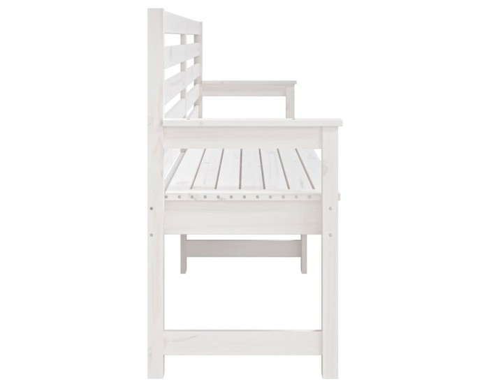 Sonata H Градинска пейка, бяла, 203,5x48x91,5 см, борово дърво масив