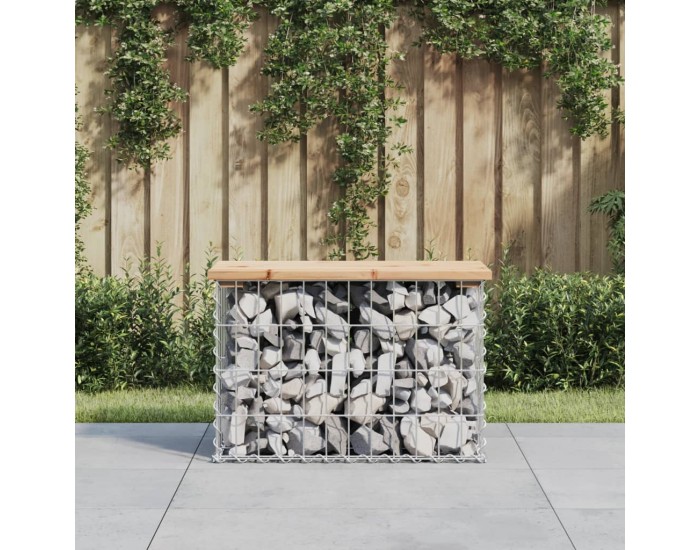 Sonata H Градинска пейка дизайн габион 63x31,5x42 см борово дърво масив